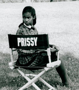 Sharp in her chair on location for the Gordan Parks’ film, The Learning Tree" 