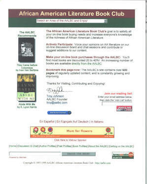 Website homepage April 1999
