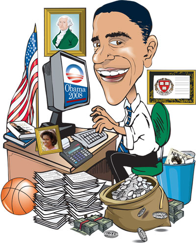 B"Candidate Barack Obama: Working it Out"  award winning illustration