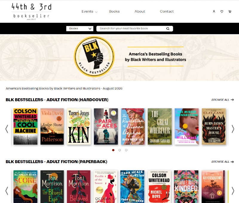 Image for the BLK Bestsellers landing page for 44th & 3rd Bookseller