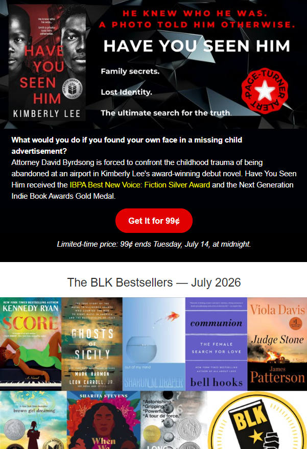 Cover Thumbnail for July’s BLK Bestsellers + A 99¢ Award-Winning Novel