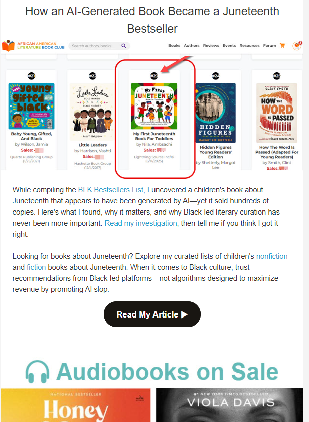 Cover Thumbnail for How an AI-Generated Book Became a Juneteenth Bestseller