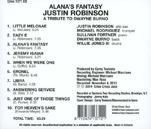 "Alana’s Fantasy" Album back cover