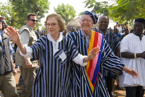 Jimmy and Rosalynn Carter, Place: Tingoli, Ghana, Date: Feb. 8, 2007, Credit: Louise Gubb/The Carter Center