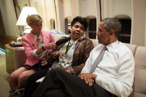 April and Obama on Air Force 1